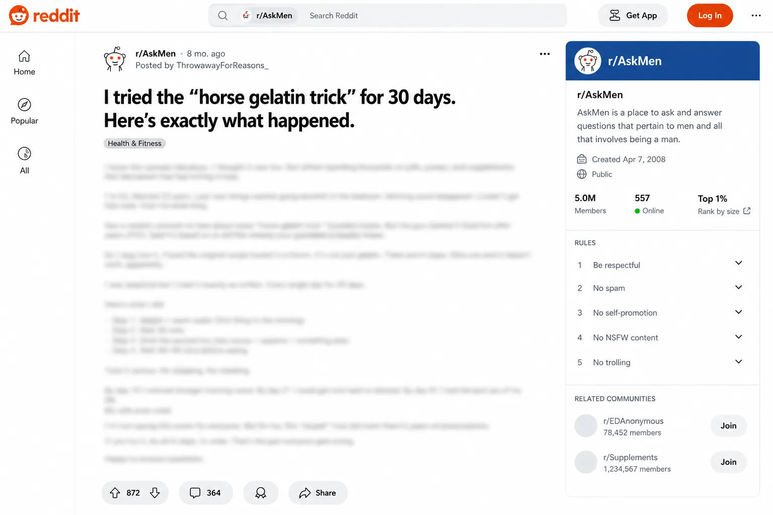 The anonymous Reddit post where the story was first shared