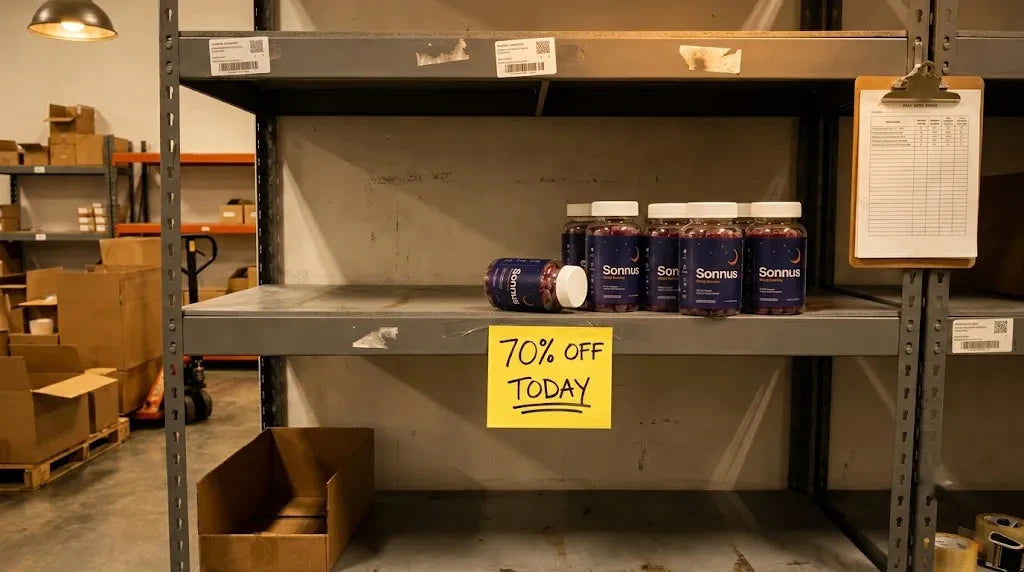 Sonnus Gummies on a shelf, almost out of stock