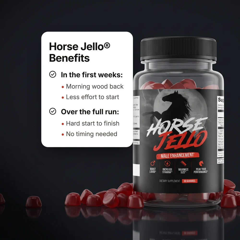 Horse Jello&reg; benefits: an easy once-a-day routine that supports everyday male vitality, stamina and confidence